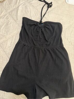 Old Navy Black Strapless Halter Romper